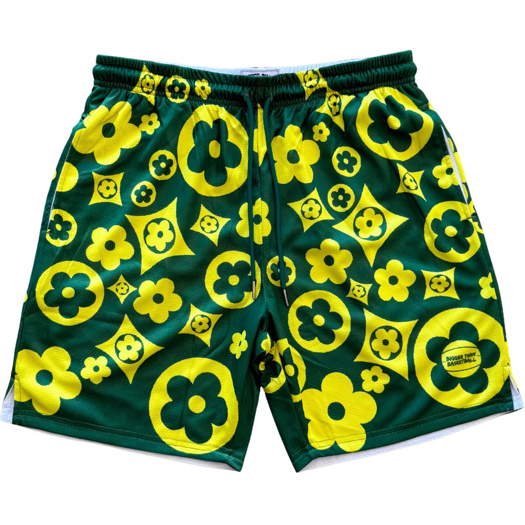 Buckets & Blooms - Shorts - Green/Yellow